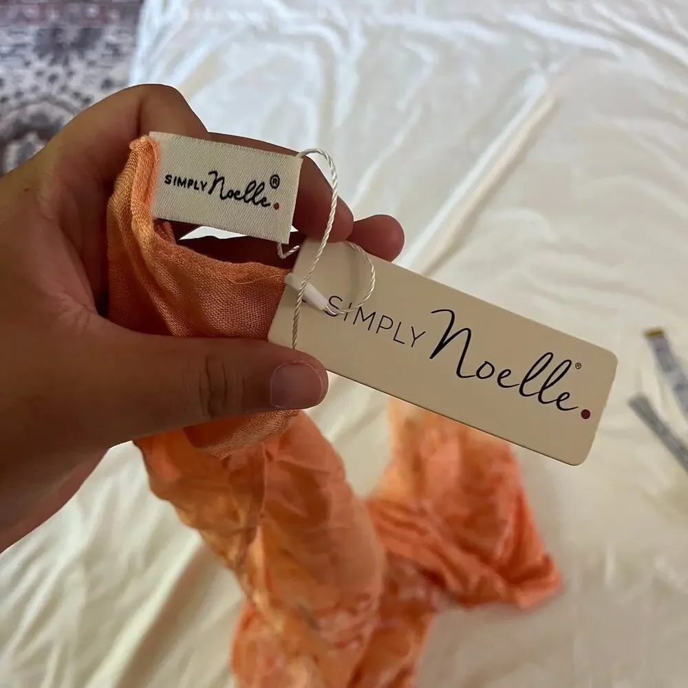 NWT Simply Noelle Orange Abstract Scarf 70 Inches Whimsical Fairycore